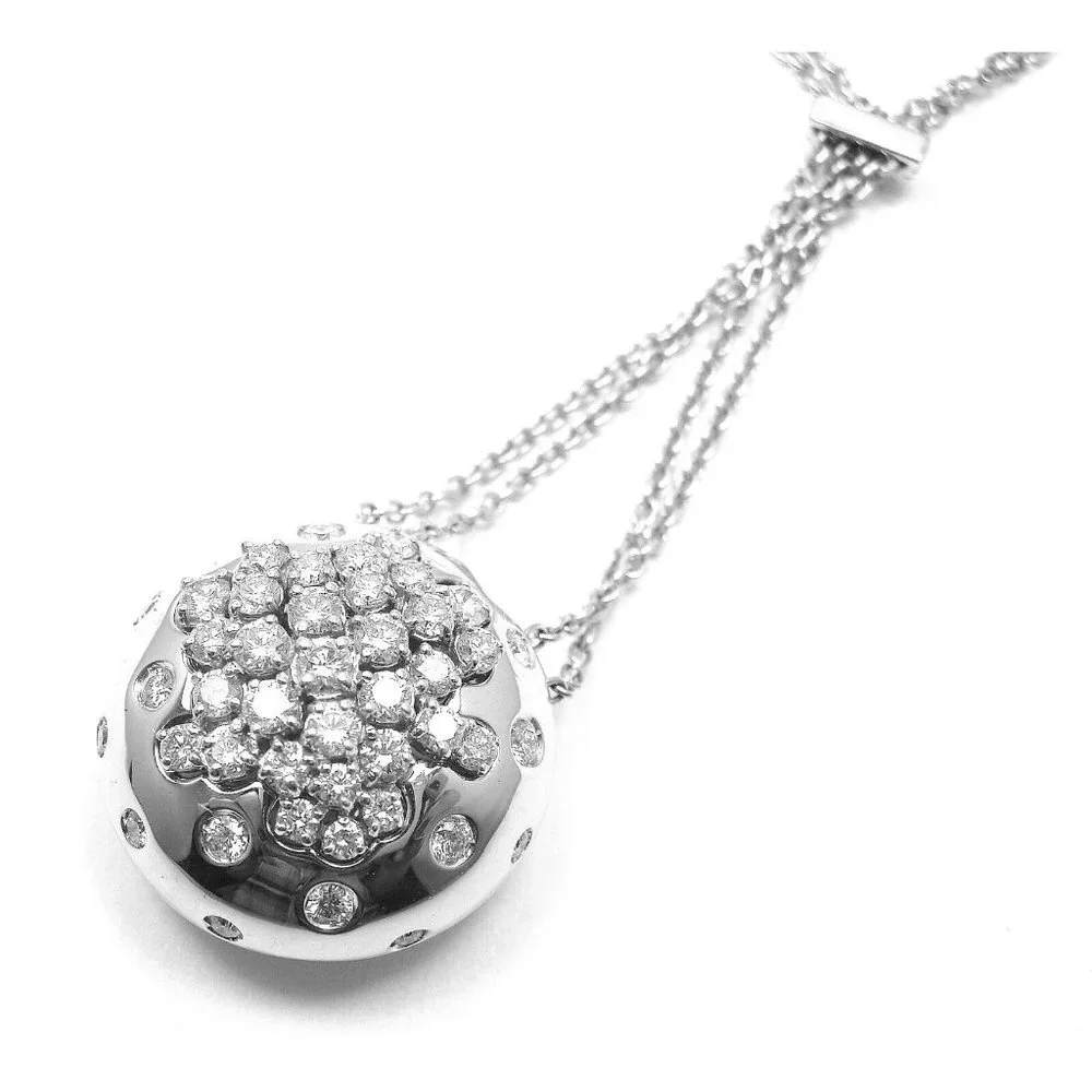 Authentic Damiani 18k White Gold Diamond Drop Cluster Pendant Necklace - Picture 6 of 12